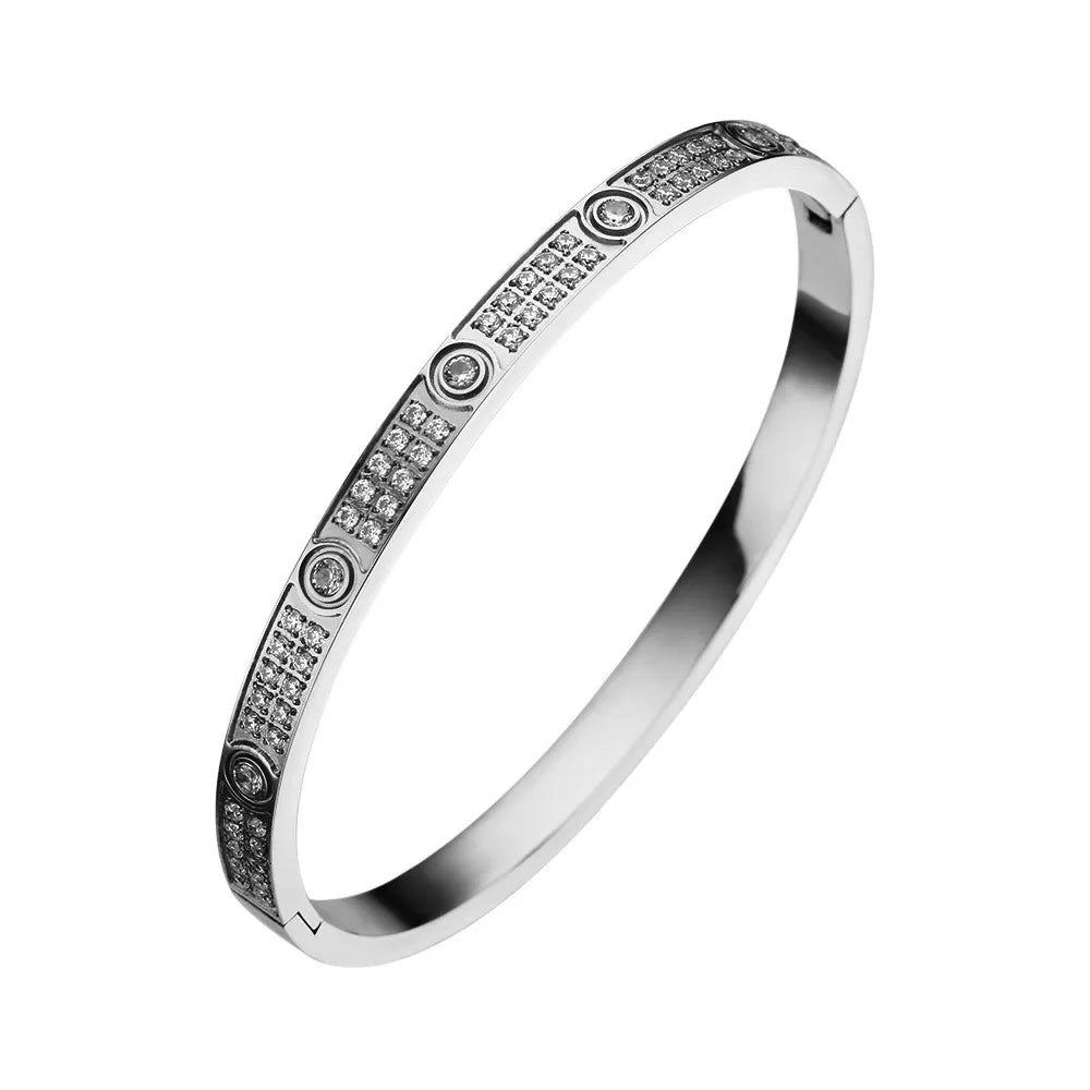 2023 New Design Gold Color Zircon And Cross Nut Nail Bracelet Gold & Bangle For Woman Stainless Steel Screw Brand Jewelry