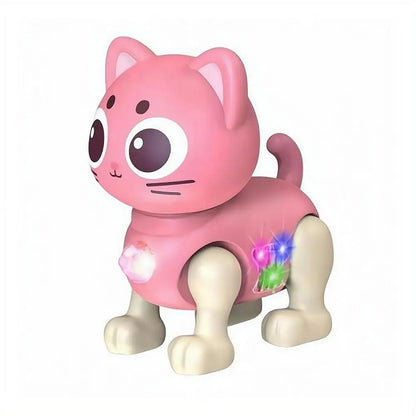 Electric Mechanical Cat Toy, Rechargeable Walking Robot Cat With Light Music& Simulated Sound Effects For Kids Children