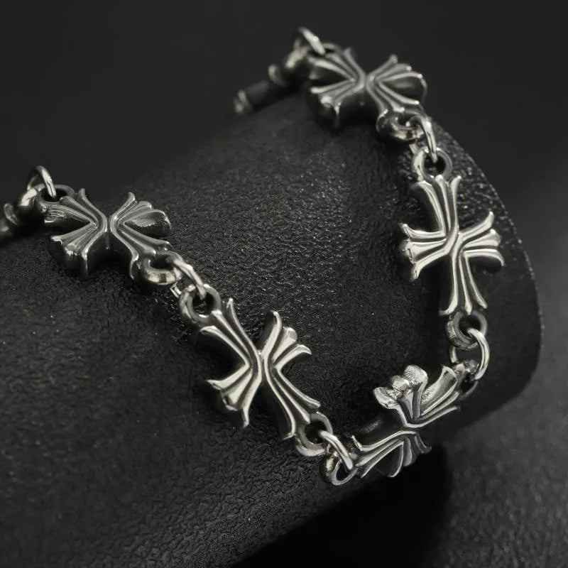 Punk Chain With Cross Necklace For Man Woman Hiphop Crosses Trend Jewelry Premium Clavicle Chain Gothic Bracelet Y2K Accessories
