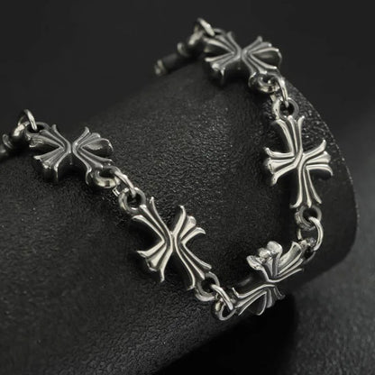 Punk Chain With Cross Necklace For Man Woman Hiphop Crosses Trend Jewelry Premium Clavicle Chain Gothic Bracelet Y2K Accessories