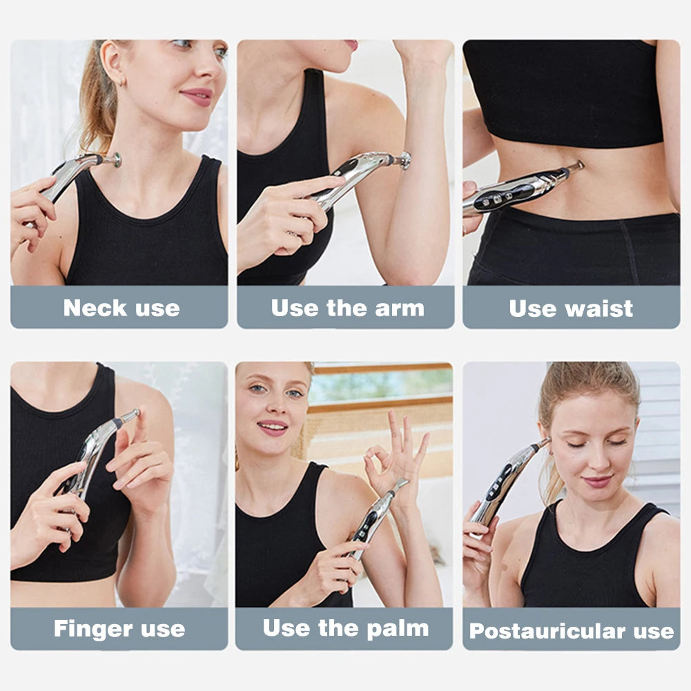 Electric Acupuncture Pen Pain Relief Biological Microelectric Pulse Pen Powerful Acupoint Massage Pen Beauty Health Care Tool