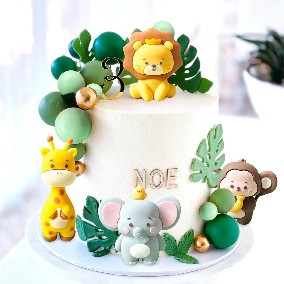 24PCS Cute Jungle Baby Shower Cake Decoration Safari Animals Cake Decoration Giraffe Monkey Elephant Lion Cake Topper