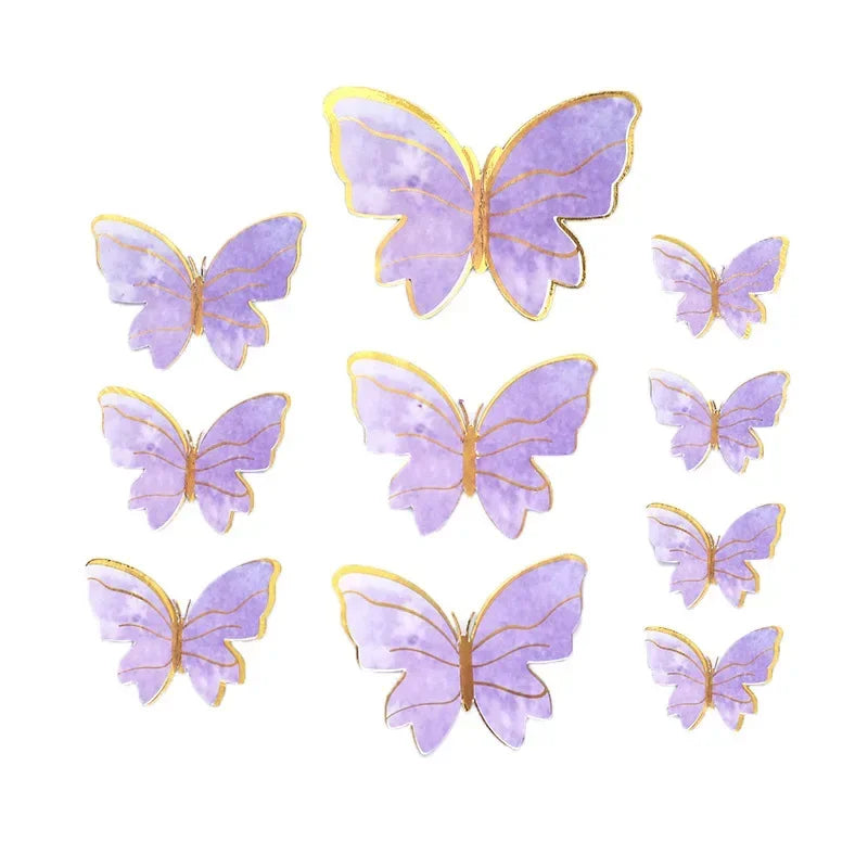 1 Set Happy Birthday Cake Topper Decoration Handmade Painted Butterfly For Wedding Party Baby Shower