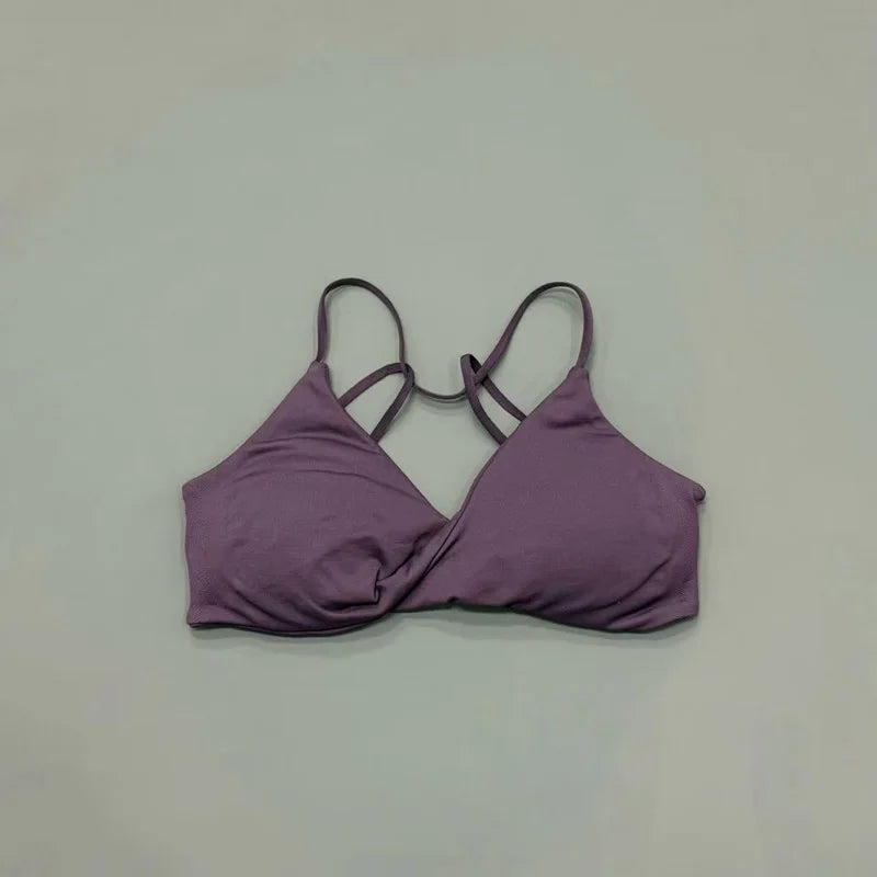 HISTELLO Vision Sports Bra Women Cross Back Seamless Yoga Bra With Removable Pads Backless Underwear Gym Running Sports Top