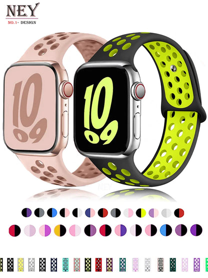 Silicone Sport Straps For Apple Watch 10 Band 45mm 44mm Ultra2 49mm 38/40mm 41mm 42 46mm Bracelet iWatch Series 8 7 6 4 5 3 9 SE
