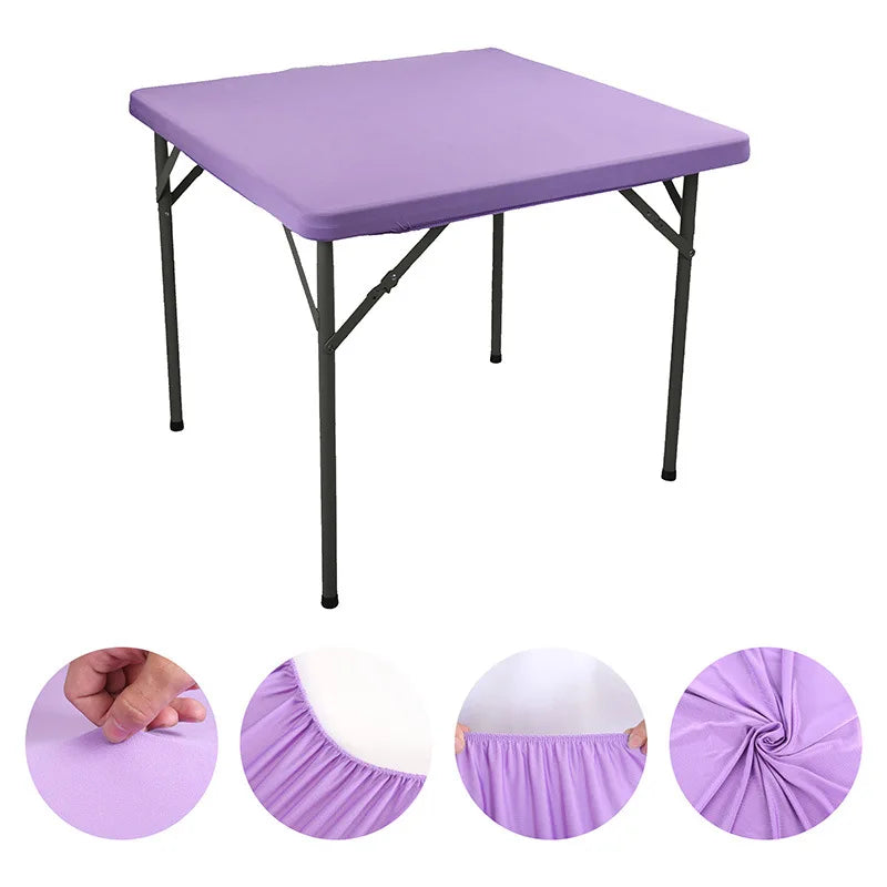 Square Elastic Edge Fitted Table Cover Outdoor Camping Picnic Tablecloth Wedding Banquet Cocktail Party Decor Table Cloth