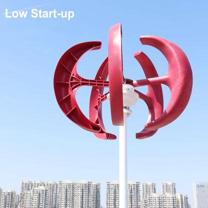 Home 10KW Vertical Wind Power Turbine 3KW 5KW 8KW 12V 24V 48V Lantern Shape Low Noise Roof Windmill With Hybrid MPPT Controller