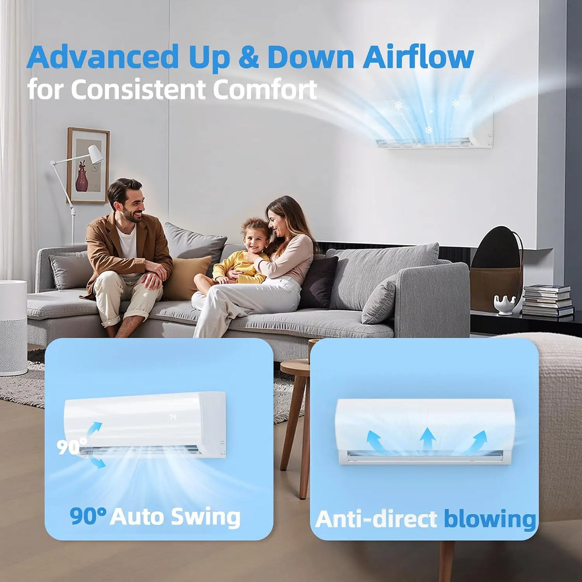12000BTU Mini Split Air Conditioner & Heater with Inverter, 19 SEER2 115V Energy Saving AC Unit Cools Rooms up to 750, Custom
