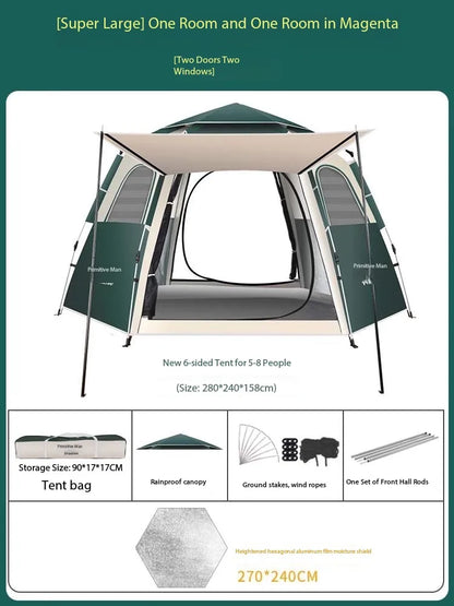 캠핑용품 땡처리 6-8 Person Camping Equipment Tent Waterproof Windproof Sun Shelter Instant Setup Family Tent for Outdoor