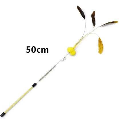 Cat Toy Spring Cat Toys Interactive Steel Wire Feather Toys for Cats Teaser Funny Feather Cats Toy Stick Plush Ball Pet Supplies