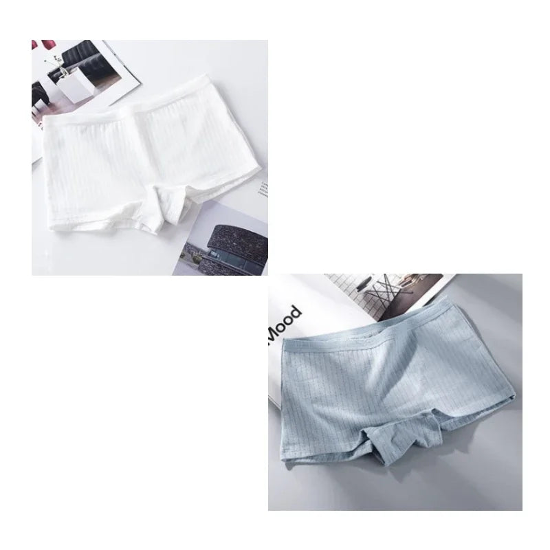 2Pcs Women Solid Cotton Boyshorts Female Soft Big Size Underwear Safety Pants Ladies Briefs Lingerie