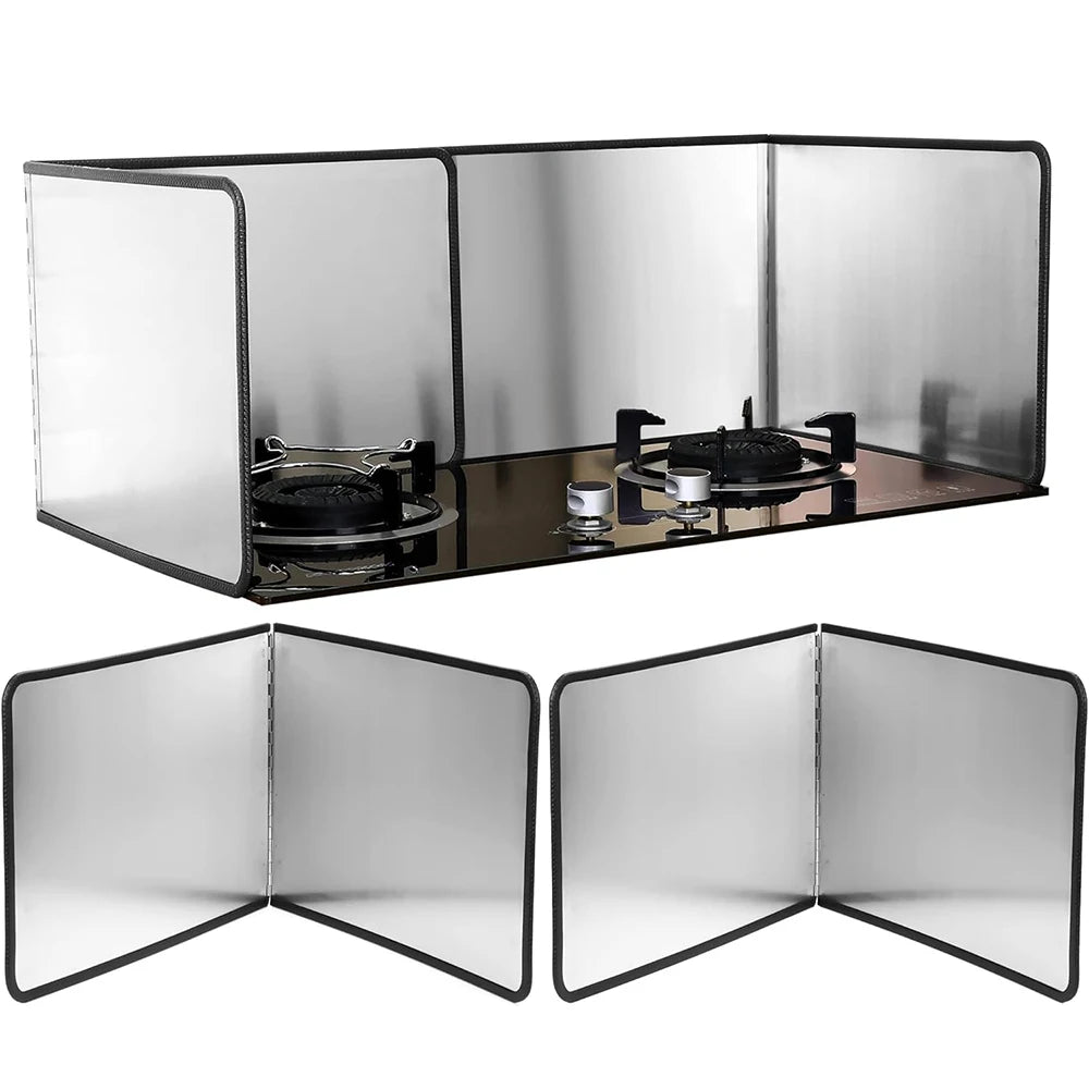 LMETJMA Splatter Guard Foldable Stainless Steel Oil Splash Board Nonstick Oil Splatter Guard Heat Insulation Board For Stove Top