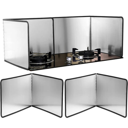 LMETJMA Splatter Guard Foldable Stainless Steel Oil Splash Board Nonstick Oil Splatter Guard Heat Insulation Board For Stove Top