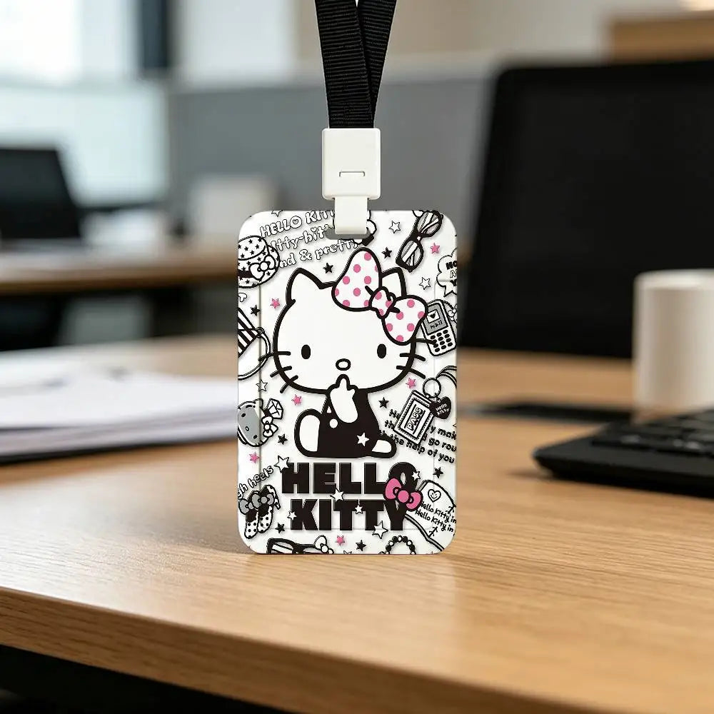 Cute Cat H-Hello K-Kitty NFC Contactless Sliding Card Sleeve For Student Cards, Bus Cards, ID Cards, And Work Permits