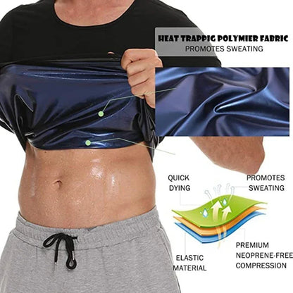 Men Sweat Sauna T-shirt Waist Trainer Suit Body Shapers Shapewear Corset Underwear Belly Control Fitness Fat Burn Tops