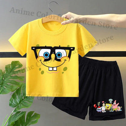 2pcs Spongebobs Squarepants Short Sleeved Shorts Set for Children