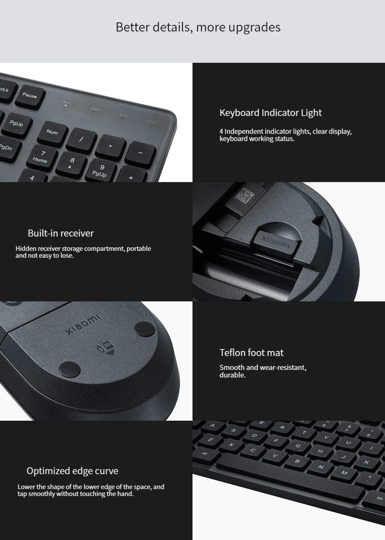 Original Xiaomi Wireless Keyboard & Mouse Set 2 104 keys Keyboard 2.4 GHz USB Receiver Mouse for PC Windows 10