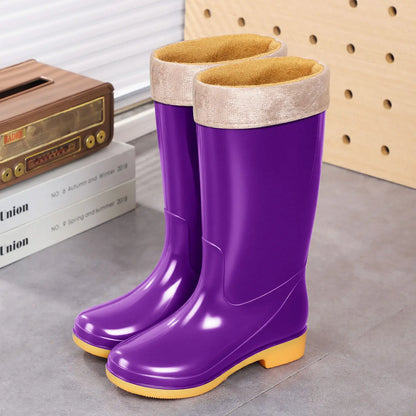 Comemore Rainboots Women High Long Boots Non-slip Waterproof Shoes 2023 New Rain Boots Fashion Print Women's Mid Calf Galoshes