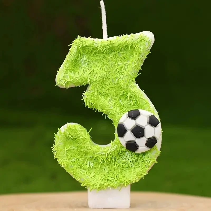 New 0-9 Number Birthday Candles Original Green Silk Football Birthday Cake Digital Party Anniversary Candle