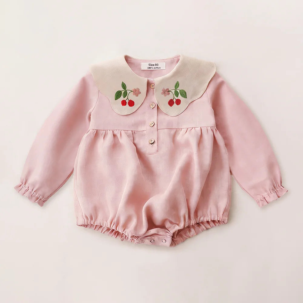 0-2Y Baby Girls Clothes Cotton Linen Sleeveless Infant Girl Rompers Embroidered Summer Birthday Party Photo Shoot Baby Outfit