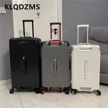 KLQDZMS Aluminum Frame Suitcase Large Capacity Trolley Case 26"28"30"32 Inch Cart Type Travel Bag Universal Wheel Luggage