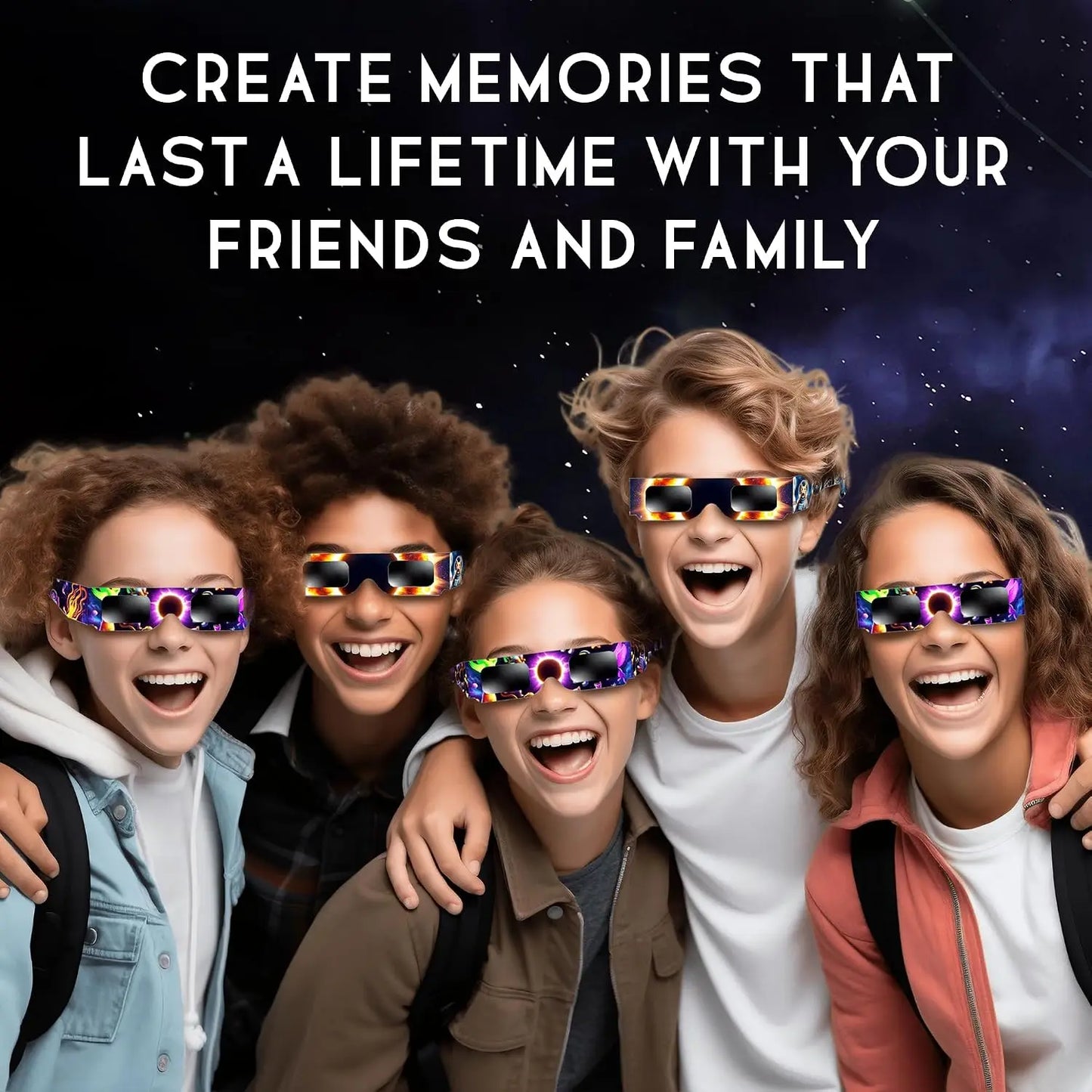10Pcs Family Pack Paper Solar Eclipse Glasses Safe Direct Sun Viewing Outdoor Protective Eyewear Total Eclipse Observation Tool