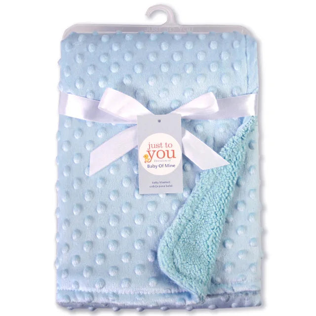 Newborn Baby Blanket Warm Fleece Thermal Soft Stroller Sleep Cover White Pink Beanie Infant Bedding Swaddle Wrap Kids Bath Towel