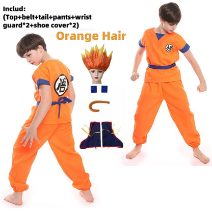Boys Girls Halloween Son Goku Cosplay Costumes For Kids Outfit Bodysuit Men Krillin Training Clothes Saiyan Outfits Wig Dress Up