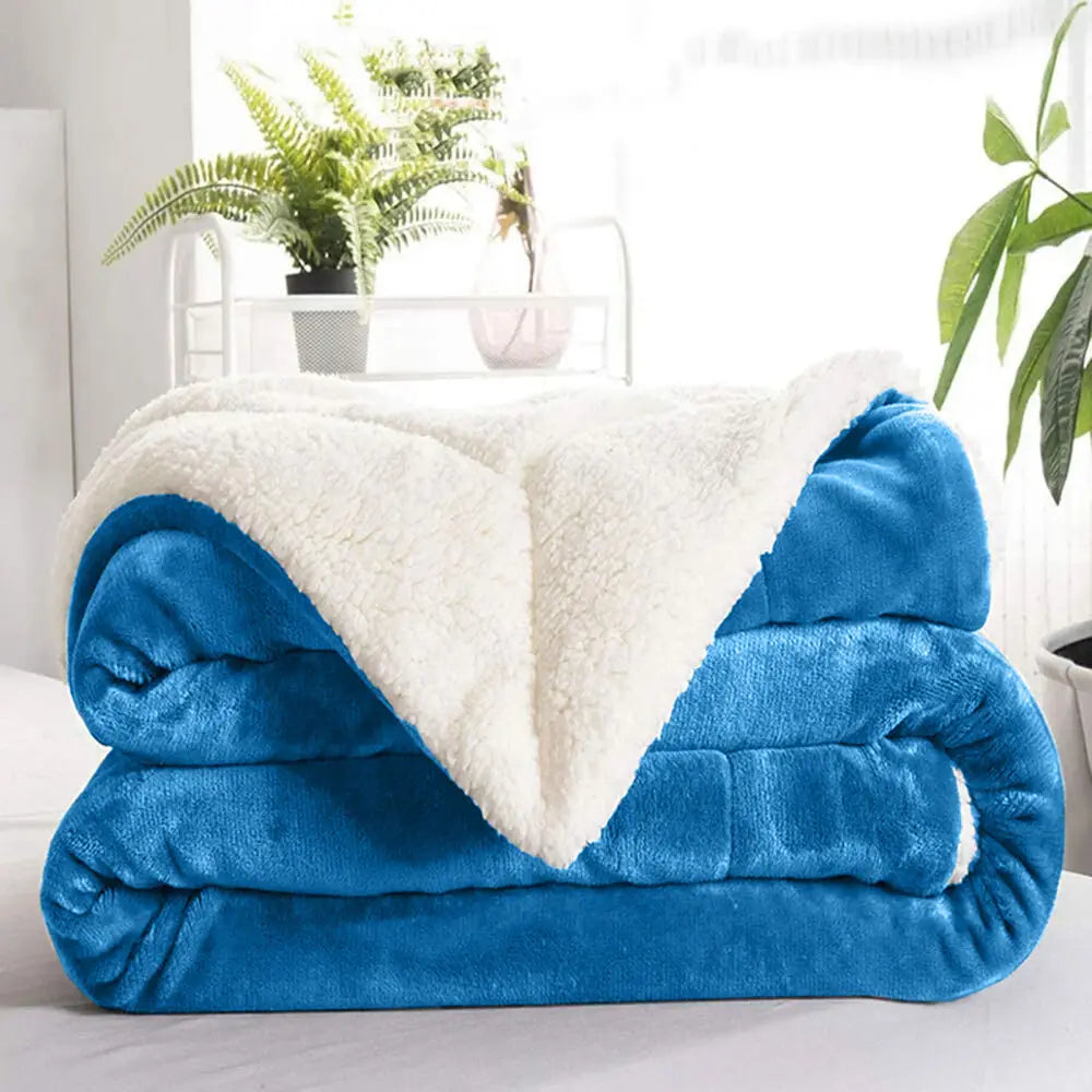 Multi-size Warm Thickening Fleece Blanket Reversible Soft Fluffy Home Company Large Bed Double-layer Throw Blankets Gift
