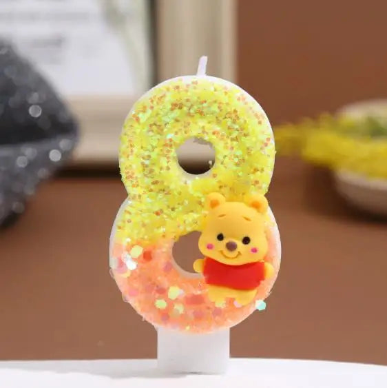 Anime 0-9 Number Candle Cute Winnie the Pooh Candle Cartoon Character Children Party Cake Plug-in Birthday Cake Decoration Gifts