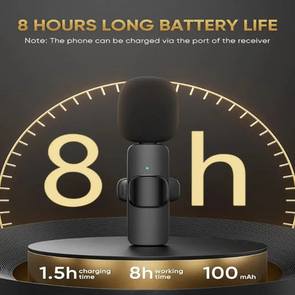 2 Pcs Wireless Lavalier Microphone for iPhone Android iPad, Mini Clip-on Mic with Crystal Clear Sound Quality