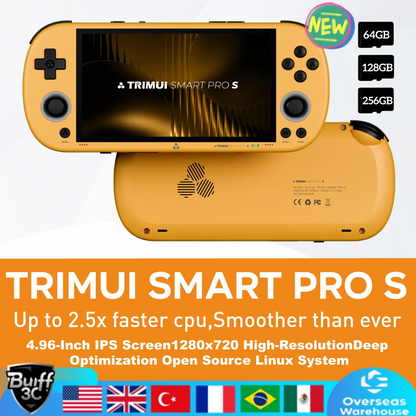 Trimui Smart Pro S Handheld Game Console 4.96'' IPS Screen Linux System Joystick RGB Lighting Retro Video Game Smartpros Gifts