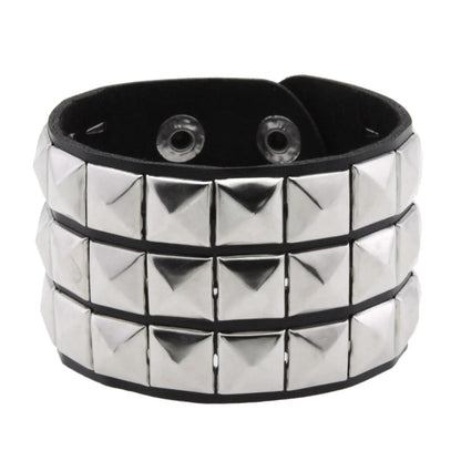 Punk Bracelets PU Leather Studded Bracelet Adjustable Goth Cuff Bracelet Gothic Rivet Buckle Wristband for Men Women Emo Jewelry