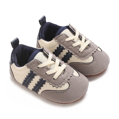 Infant Pre-Walker Shoes Baby Shoes 0-1Year Striped Casual Sports Shoes Rubber Sole for Boys Girls Spring Autumn