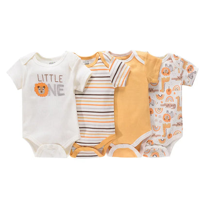 4pieces Newborn Baby Boy Clothes Cartoon Cotton Romper Summer Short