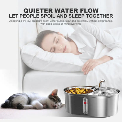 Stainless Steel Automatic Pet Water Dispenser Replacement  3L Pet Fountains Ultra Quiet for Dogs Cats Multiple Pet