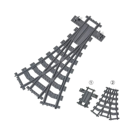 City Trains Railway Flexible Tracks Forked Straight Curved Rails Switch Kids DIY Building Block Bricks Track Toys For Children
