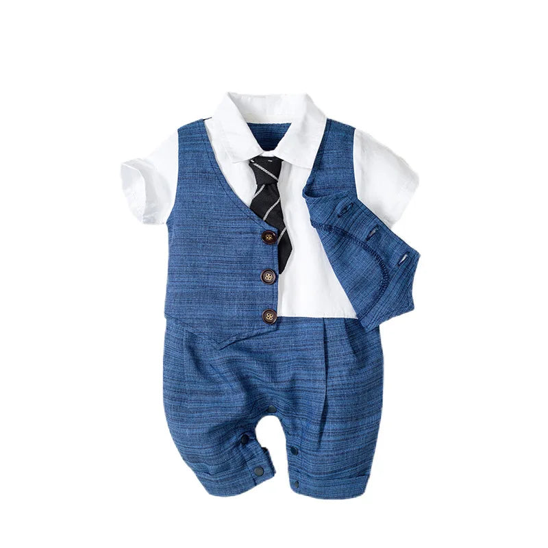 Boy Set Tie Clothes Newborn Romper Striped Overalls for Baby Clothes Gentleman Jumpsuit 3 6 9 12 18 24 Months