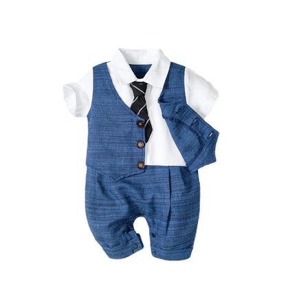 Boy Set Tie Clothes Newborn Romper Striped Overalls for Baby Clothes Gentleman Jumpsuit 3 6 9 12 18 24 Months