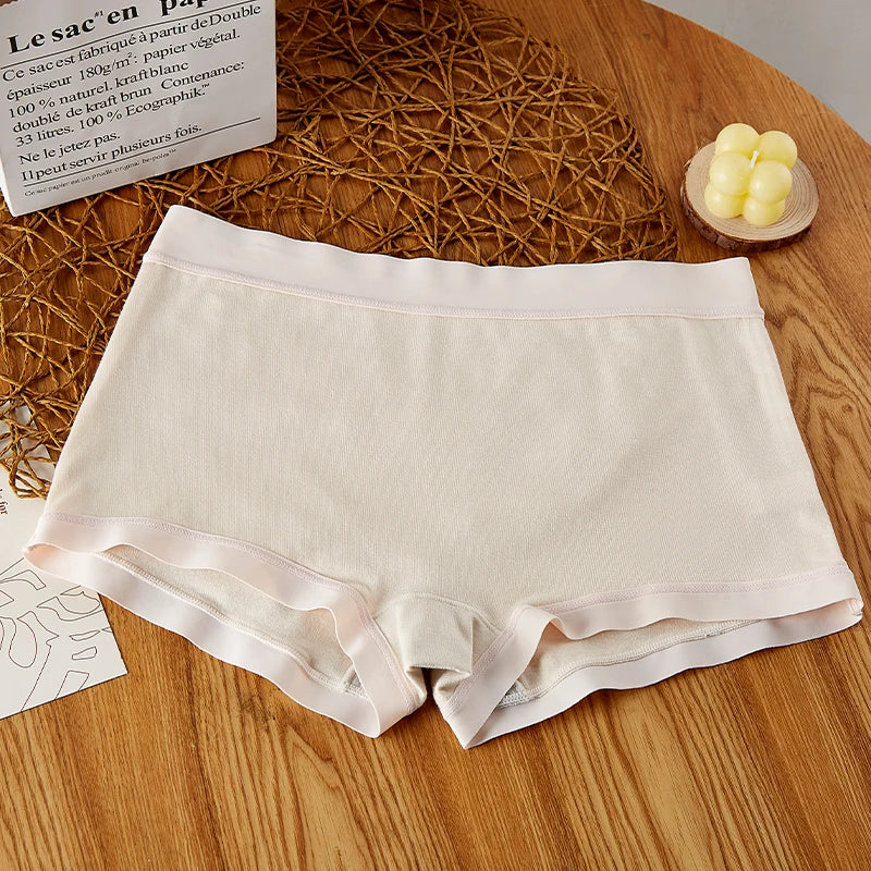 BANNIROU 1Pcs Mid-Rise Seamless Women's Boyshort Safety Knickers Pants Panties For Woman Intimates Female Underwear Lingerie