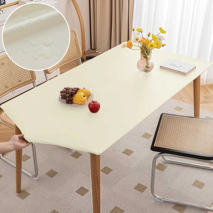Waterproof Table Cloth Picnic Elastic PU Leather Fitted Edged Table Cloth Stretch Square/Rectangle Table Cover Wipe-Clean