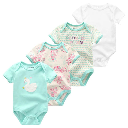 4pieces Newborn Baby Boy Clothes Cartoon Cotton Romper Summer Short