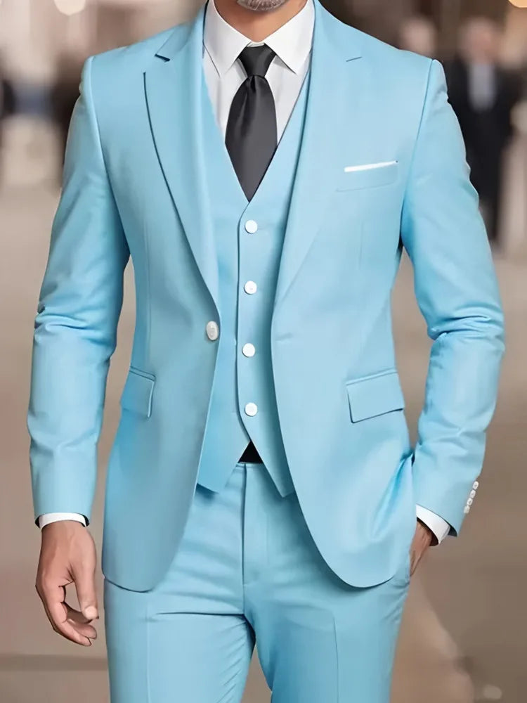 New Beige Suit Men Business Tuxedos Formal 3/2/1 Piece Dress Single Breasted Groom Groomsman Prom Wedding Party