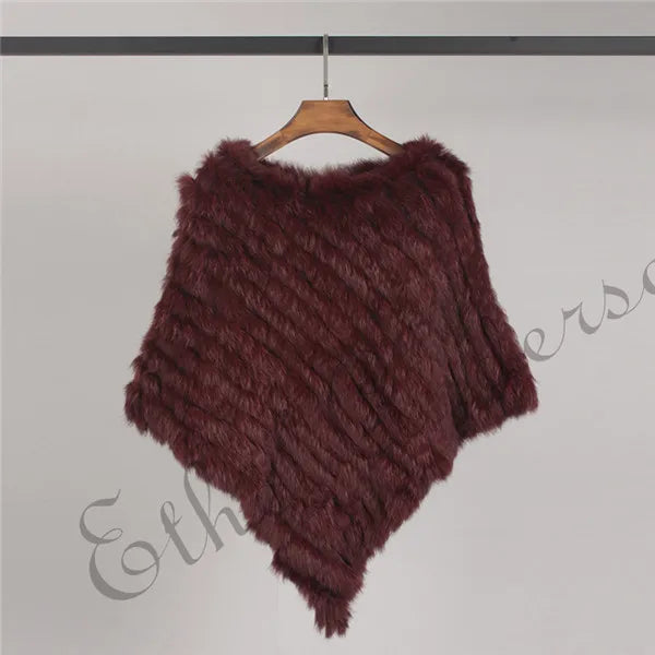 Women's Real Rabbit Fur Poncho Vest Natural Leather Winter Jacket Wrap Coat Shawl  Wedding Party Knitted Fur Vest Wholesale