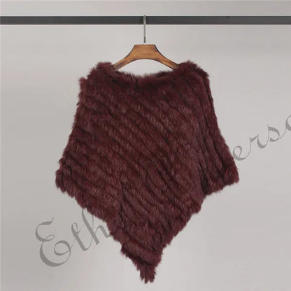 Women's Real Rabbit Fur Poncho Vest Natural Leather Winter Jacket Wrap Coat Shawl  Wedding Party Knitted Fur Vest Wholesale