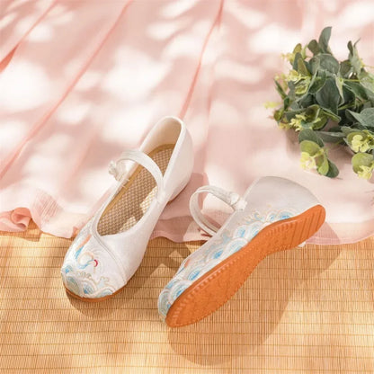 Fashion Ethnic Chinese Style Women Shoes Hanfu Single Canvas Zapatos Elegant Casual Vintage Woman Embroidered Cloth Shoes