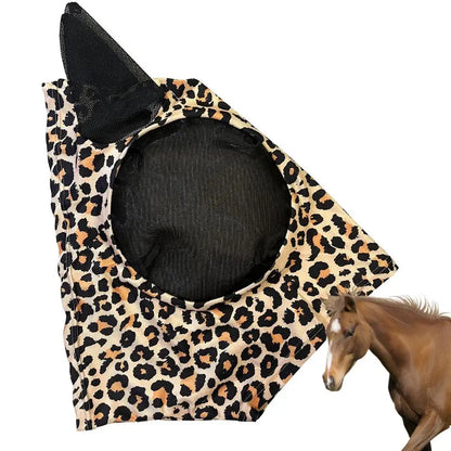 Horse Fly Face Cover Leopard Print Pattern Equestrian Supplies Comfortable Breathable Anti-Mosquitoes Cover Horse Care Product