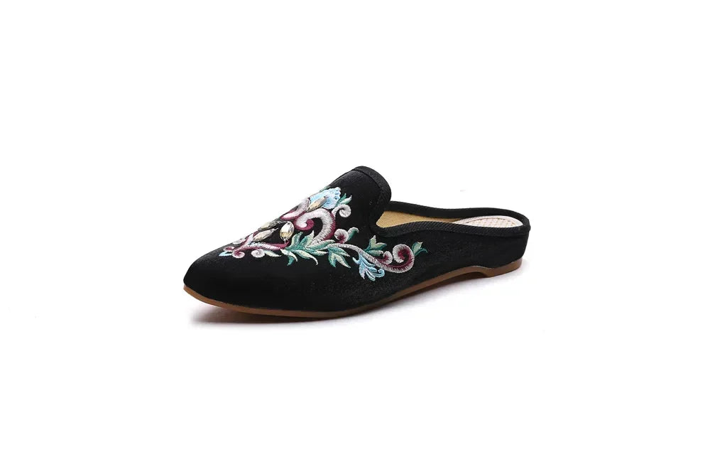 Embroidered Wedge Slippers | Vintage Boho-Style Sandals | Women's Casual Streetwear Footwear