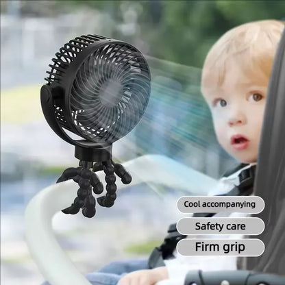 Baby 3 Speeds Stroller Mini Fan with Light Portable USB Charging Fan