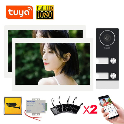 WiFi 10 Inch Video Door Bell Intercom System with RFID Doorbell Camera Family Multi Nits Apartment Video Door Phone Intercom